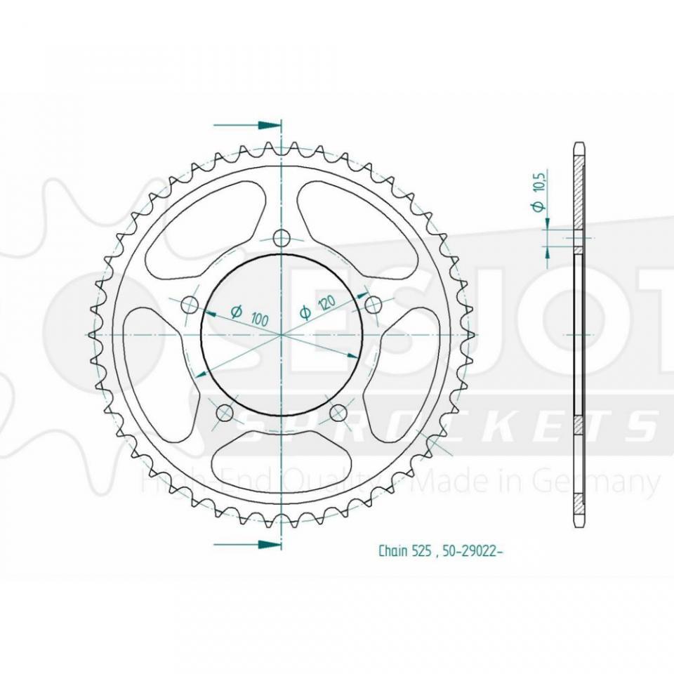 Couronne de transmission Esjot pour Moto Aprilia 1000 RSV4 R 2010 à 2011 40 dents pas 525 Ø100mm Neuf