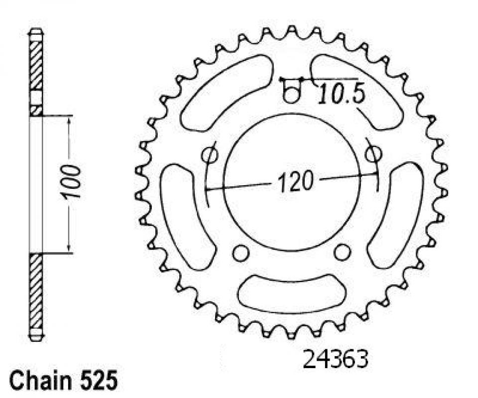 Couronne de transmission Esjot pour Moto Aprilia 1000 RSV4 R 2010 à 2011 40 dents pas 525 Ø100mm Neuf