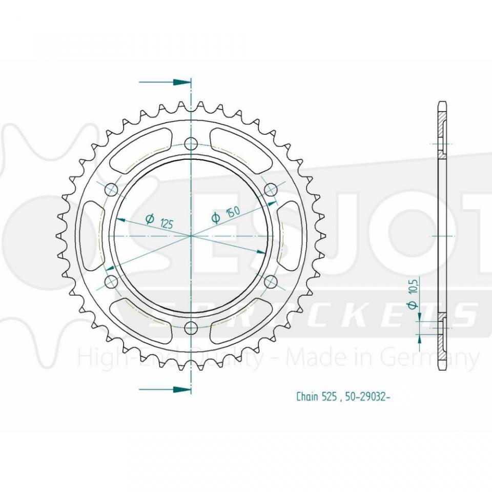 Couronne de transmission Esjot pour Moto KTM 1090 Adventure R 2017 à 2019 42 dents pas 525 Ø125mm Neuf