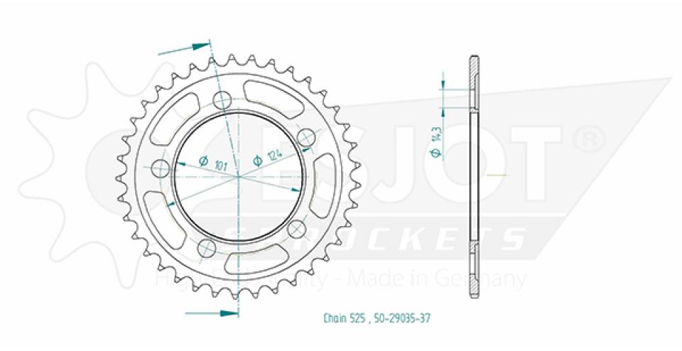 Couronne de transmission Esjot pour Moto KTM 990 SMT 2009 à 2013 41 dents pas 525 Ø101mm Neuf