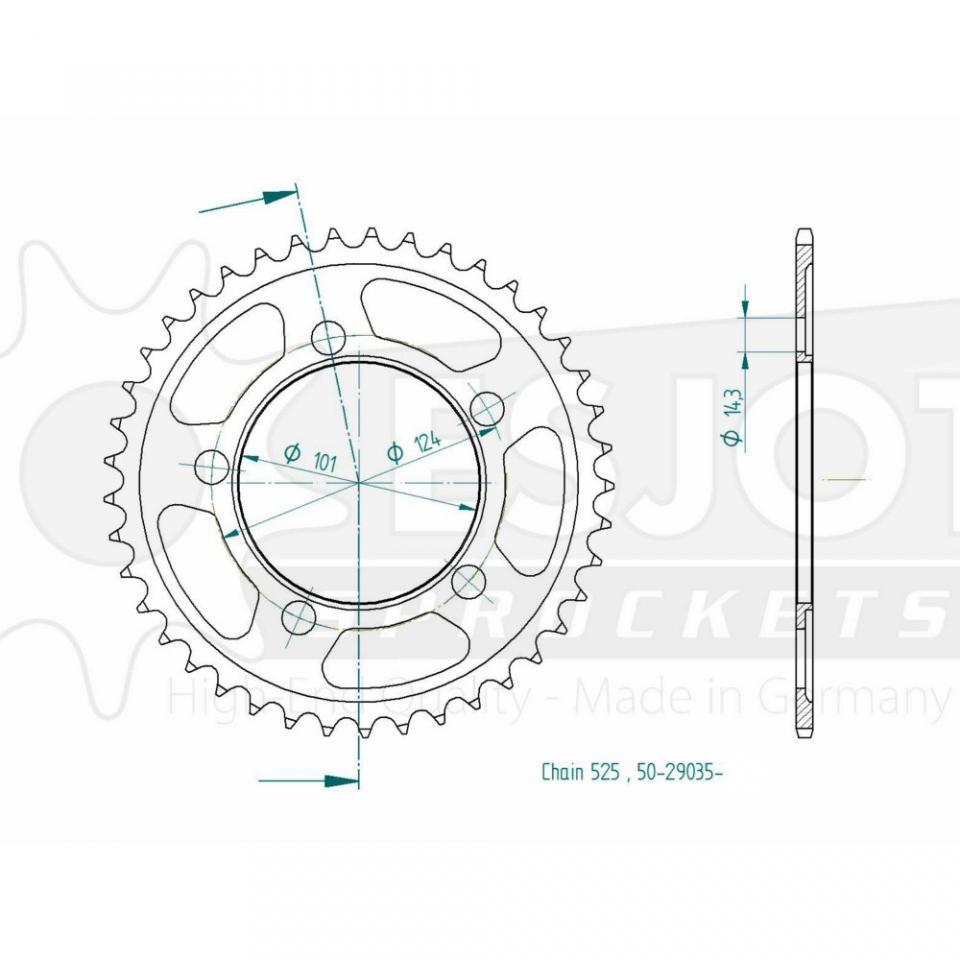 Couronne de transmission Esjot pour Moto KTM 990 Supermoto R Abs 2012 à 2013 41 dents pas 525 Ø101mm Neuf