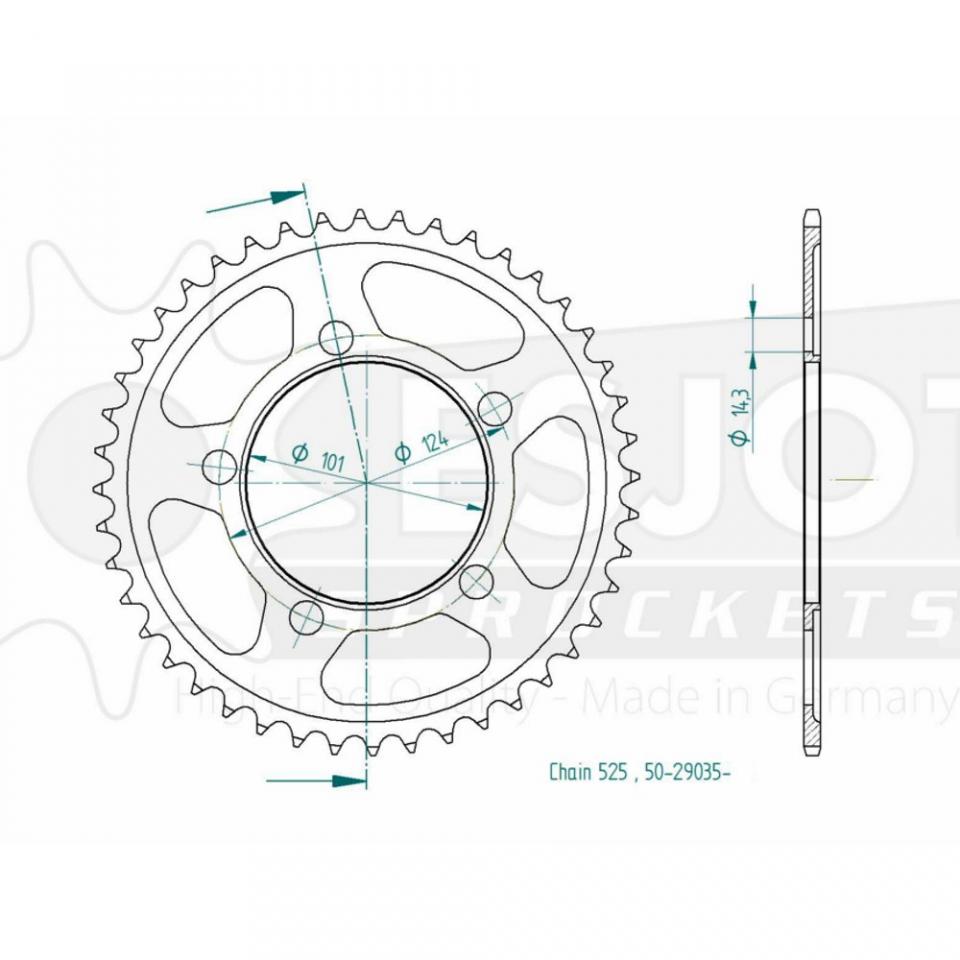 Couronne de transmission Esjot pour Moto KTM 990 Supermoto R Abs 2012 à 2013 41 dents pas 525 Ø101mm Neuf