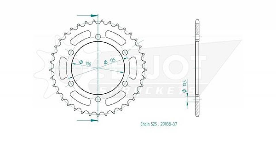 Couronne de transmission Esjot pour Moto Triumph 1200 Bonneville T120 2016 à 2023 37 dents pas 525 Neuf