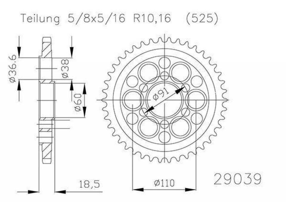 Couronne de transmission Esjot pour Moto Ducati 1098 1098 2007 à 2008 Neuf