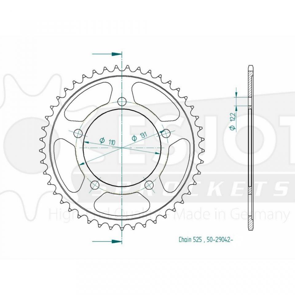 Couronne de transmission Esjot pour moto BMW 1000 S R 2014 à 2020 45 dts P525
