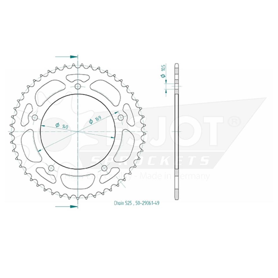 Couronne de transmission Esjot pour Moto INDIAN 1200 FTR 2018 à 2023 Neuf