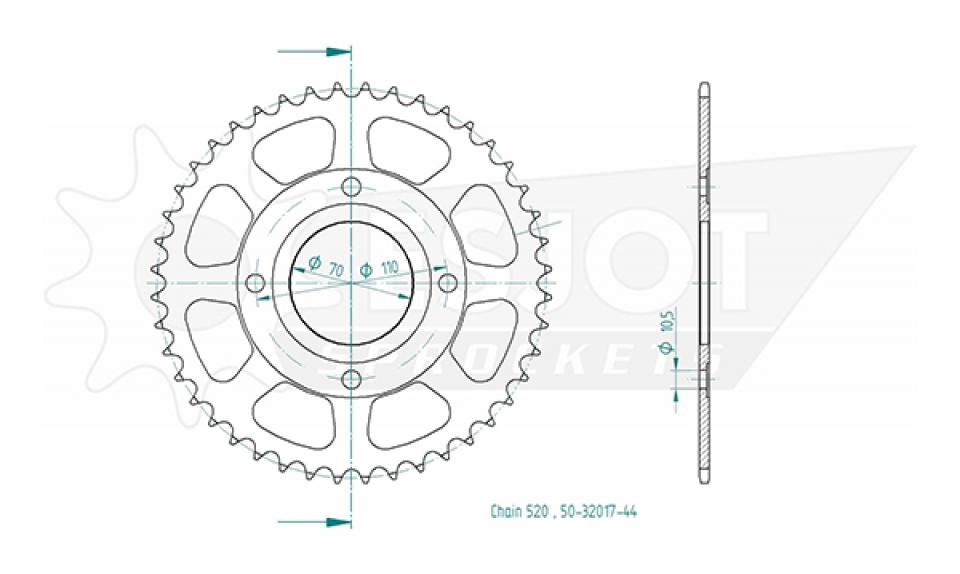 Couronne de transmission Esjot pour Moto Honda 250 Cb Rs Ab 4Vis 1980 à 1981 Neuf