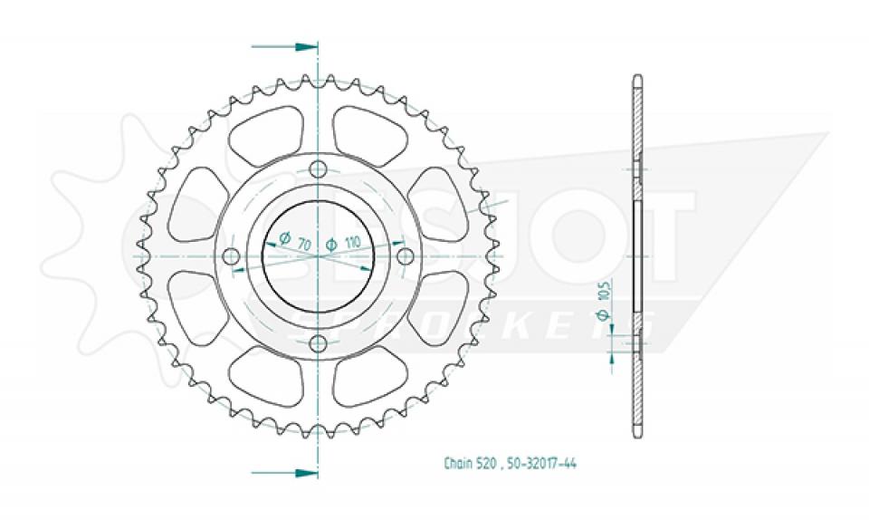 Couronne de transmission Esjot pour Moto Honda 250 Cb Rs Ab 4Vis 1980 à 1981 Neuf