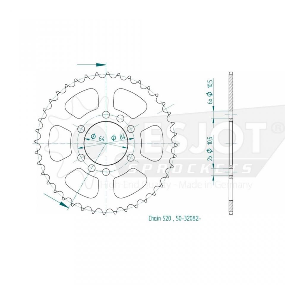 Couronne transmission Esjot pour quad Arctic cat 400 DVX 2004 à 2010 40 dts P520