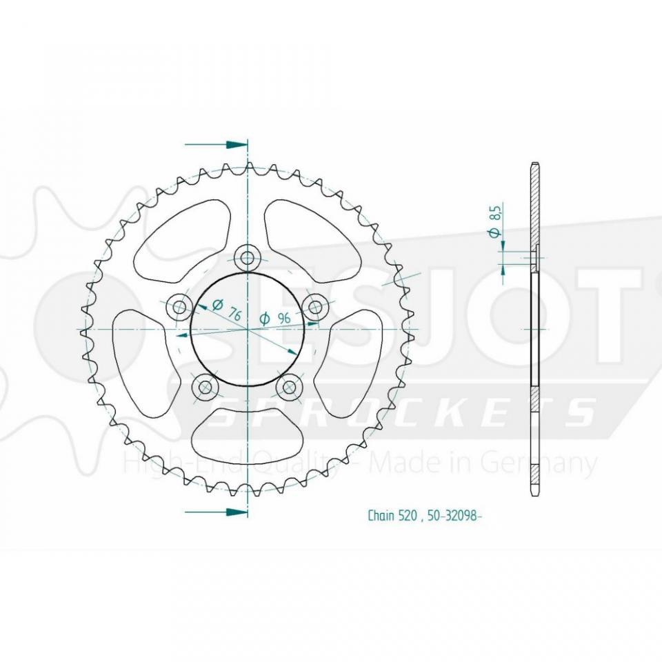 Couronne transmission Esjot pour moto Cagiva 125 Planet 1999 43 dents pas 520 Ø76mm