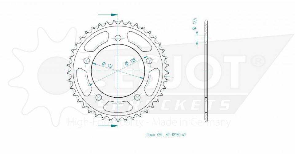 Couronne de transmission Esjot pour Scooter Honda 750 Forza 2021 à 2023 Neuf