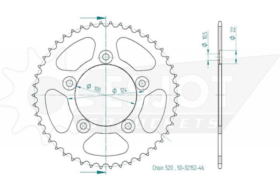 Couronne de transmission Esjot pour Moto Ducati 821 Monster 2014 à 2020 Neuf