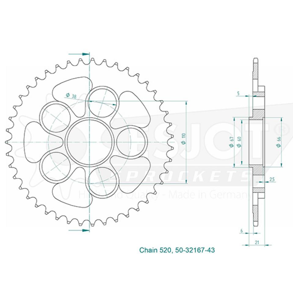 Couronne de transmission Esjot pour Moto Ducati 950 Hypermotard 2019 à 2023 Neuf