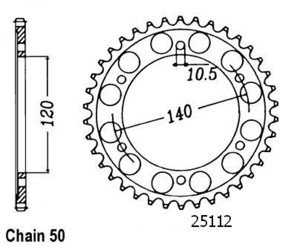 Couronne de transmission Esjot pour Moto Kawasaki 600 Zzr Zx 1993 à 2006 Neuf