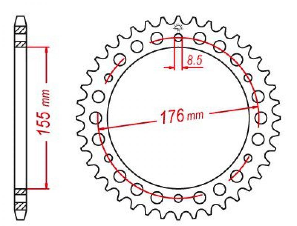 Couronne de transmission Esjot pour Moto Triumph 885 Speed Triple T509 Monobras 1997 à 1998 43 dents pas 530 Neuf