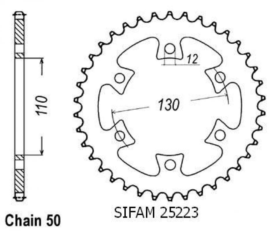 Couronne de transmission Esjot pour Quad Bombardier 650 Ds 4X2 2000 à 2003 Neuf
