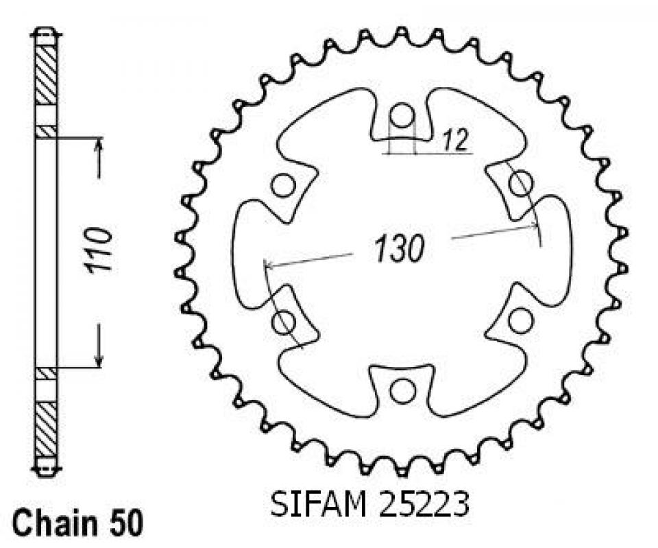 Couronne de transmission Esjot pour Quad Bombardier 650 Ds 4X2 2000 à 2003 Neuf