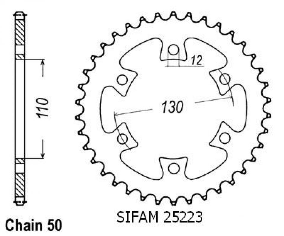 Couronne de transmission Esjot pour Quad Bombardier 650 Ds 4X2 2000 à 2003 Neuf