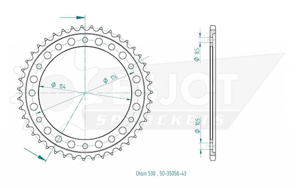 Couronne de transmission Esjot pour Moto Honda 1000 Cb R 2008 à 2016 Neuf