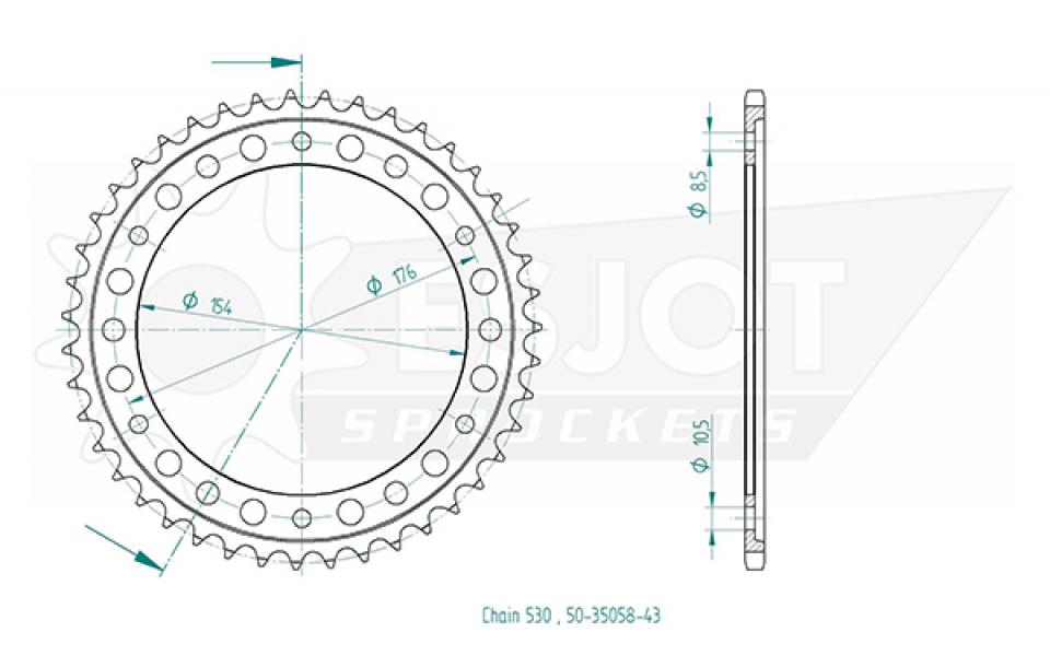 Couronne de transmission Esjot pour Moto Honda 1000 Cb R 2008 à 2016 Neuf