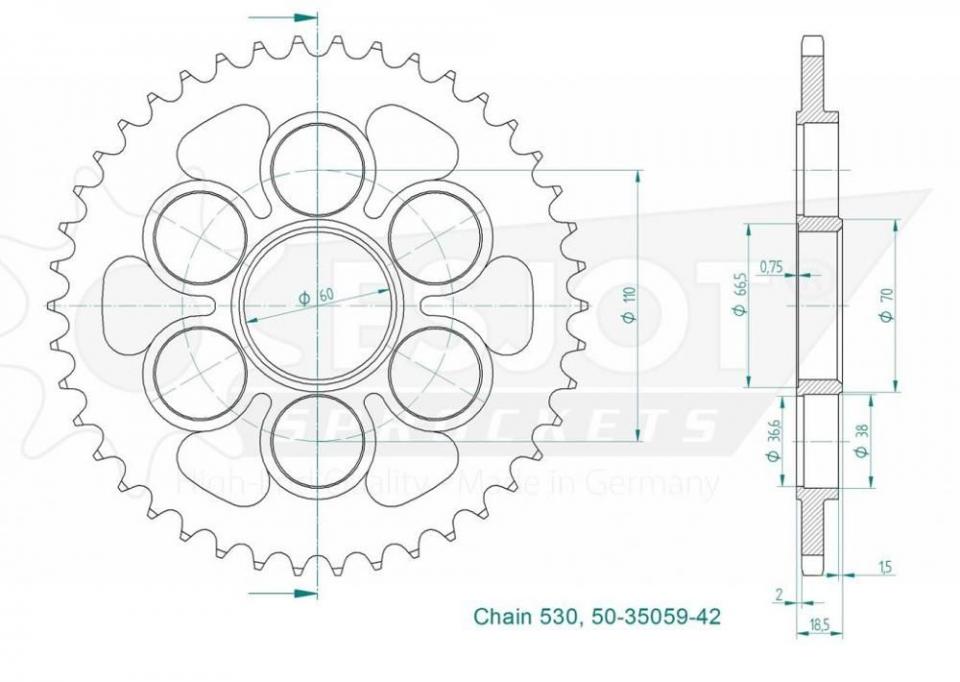 Couronne de transmission Esjot pour Moto Ducati 1200 Multistrada 2010 à 2016 Neuf