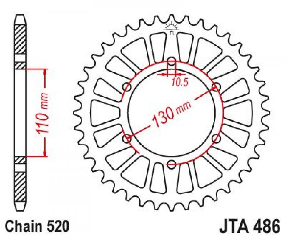 Couronne de transmission Esjot pour Moto Kawasaki 250 Ex R Ninja 2008 à 2012 Neuf