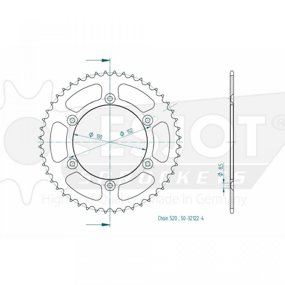 Couronne de transmission Esjot pour moto Aprilia 550 SXV 2006 à 2014 46 dts P520