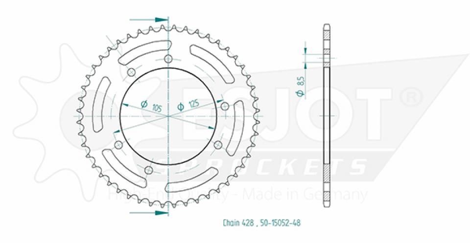 Couronne de transmission Esjot pour moto Derbi 125 Senda Sm 2004 à 2009 48 dts