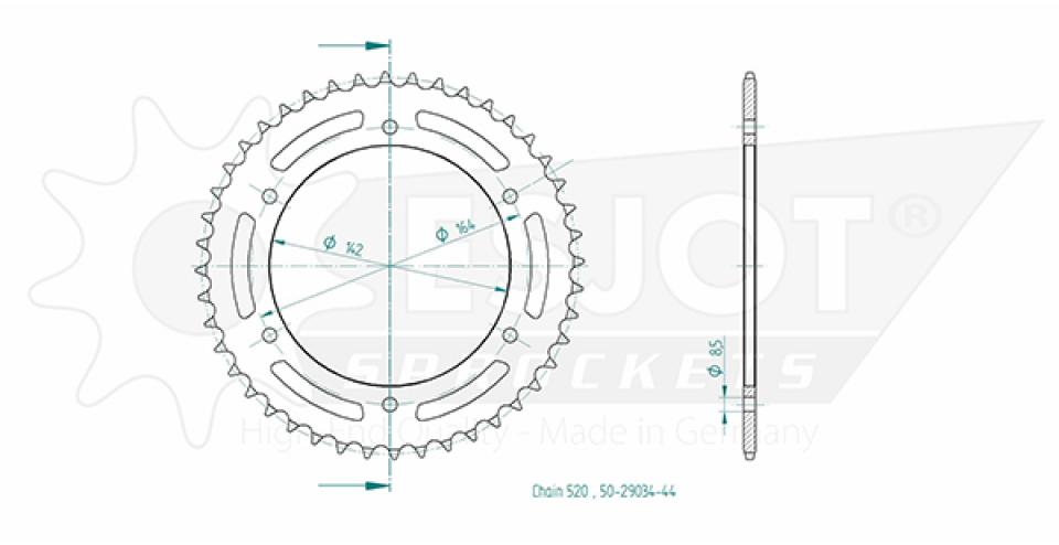 Couronne transmission Esjot pour moto Hyosung 650 Gt Comet R/S 2004 à 2006 44dts