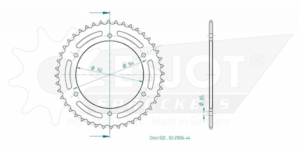 Couronne transmission Esjot pour moto Hyosung 650 Gt Comet R/S 2004 à 2006 44dts