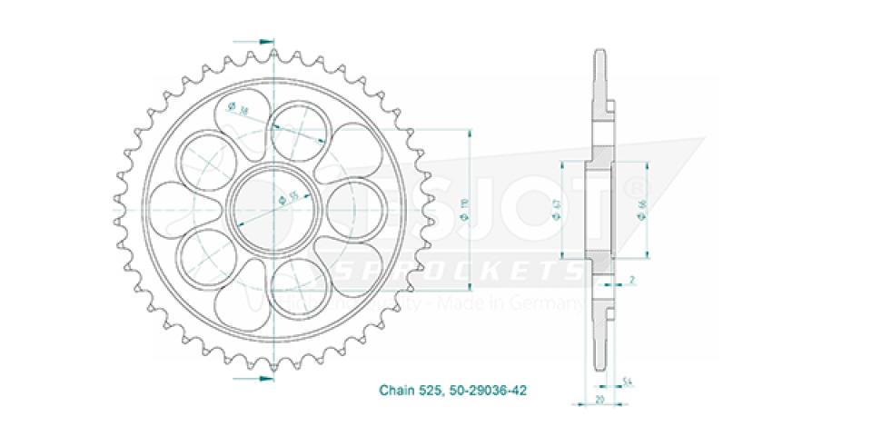 Couronne de transmission Esjot pour Moto Ducati 1000 Monster S2R 2006 à 2008 Neuf