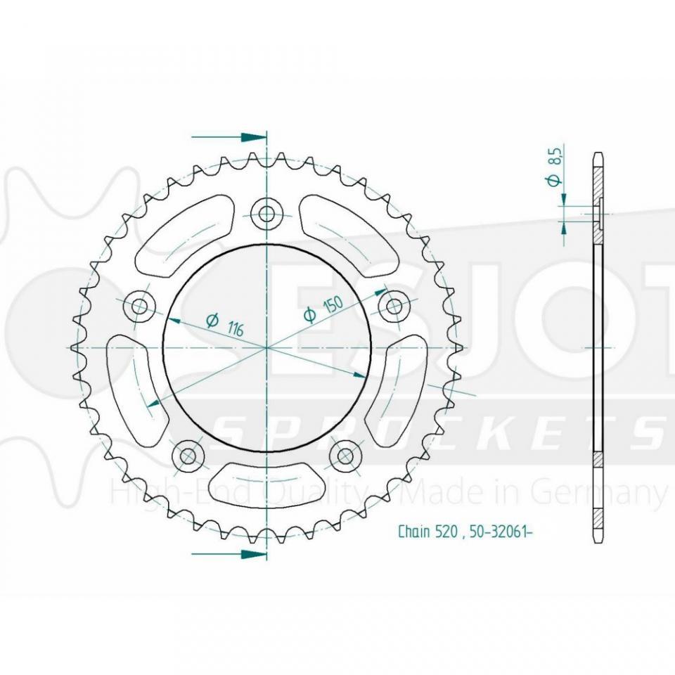 Couronne de transmission Esjot pour moto Aprilia 250 RS 1994 à 2004 42 dts P520
