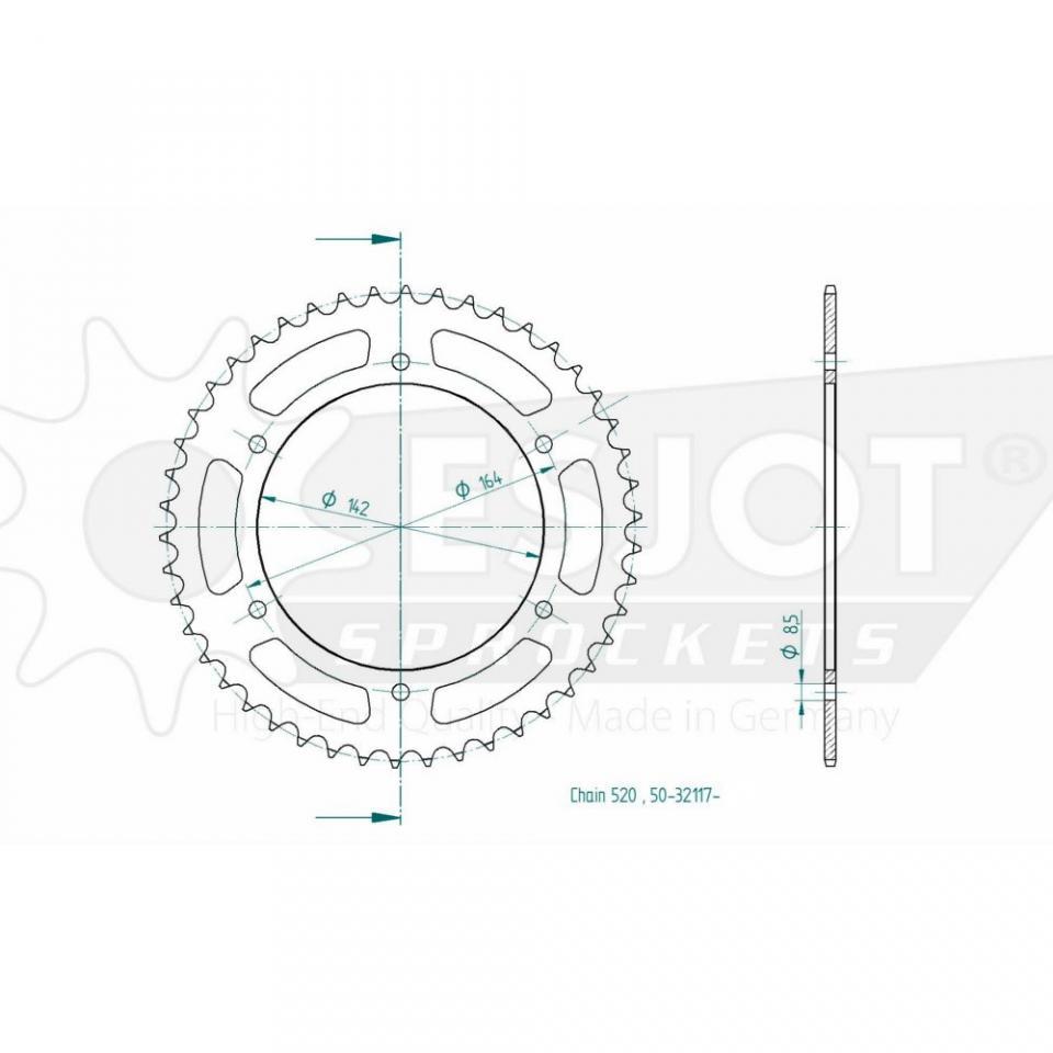 Couronne transmission Esjot pour moto Hyosung 250 GT Comet 2009 46 dents pas 520