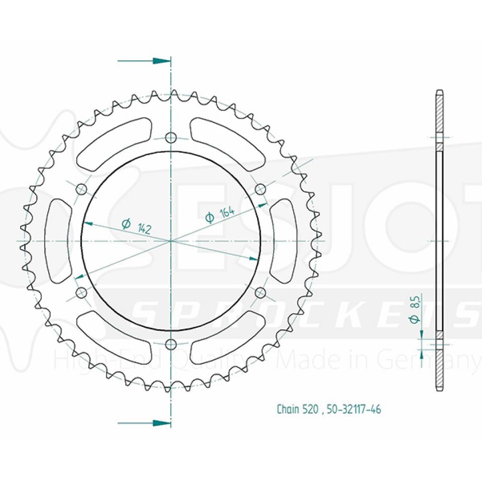 Couronne transmission Esjot pour moto Hyosung 250 GT Comet 2009 46 dents pas 520