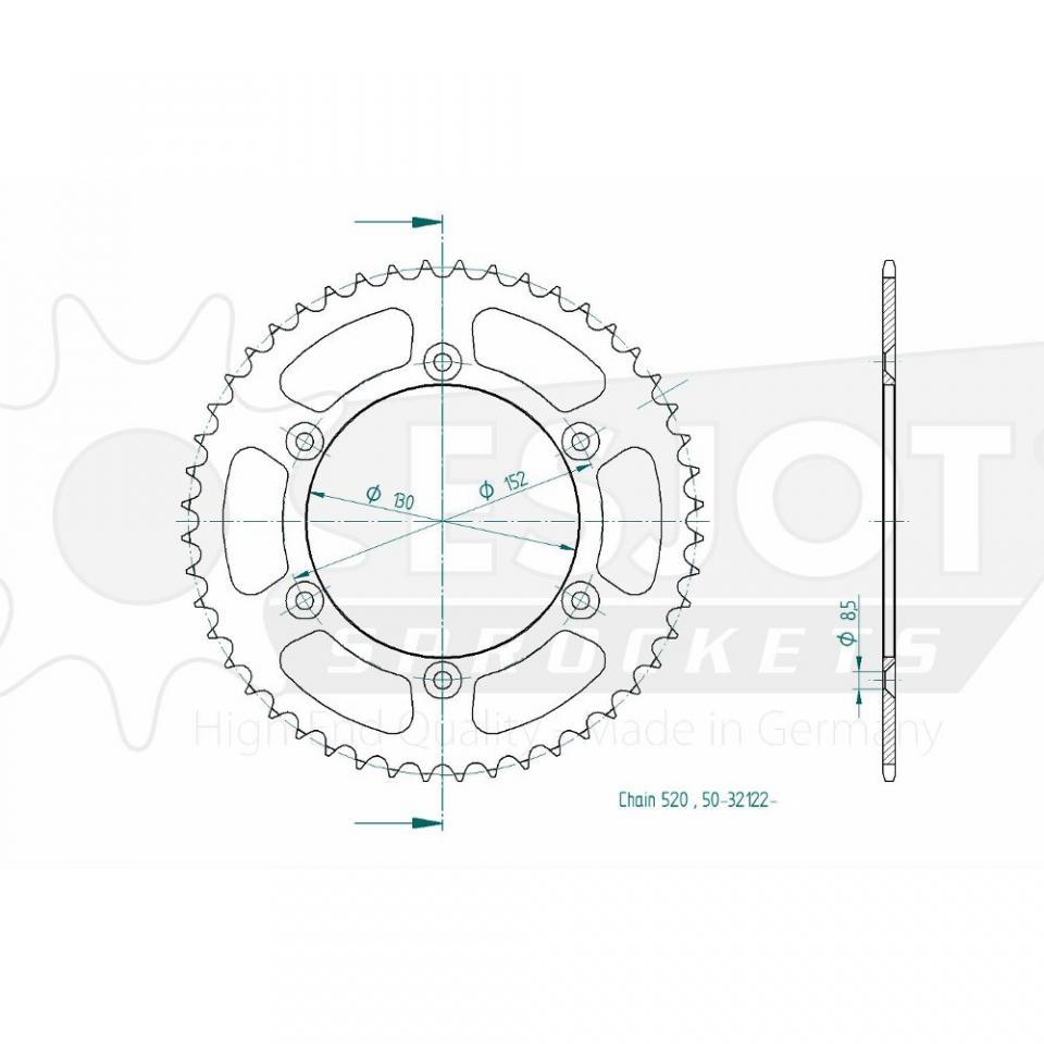 Couronne de transmission Esjot pour moto Aprilia 550 SXV 2006 à 2008 48 dts P520
