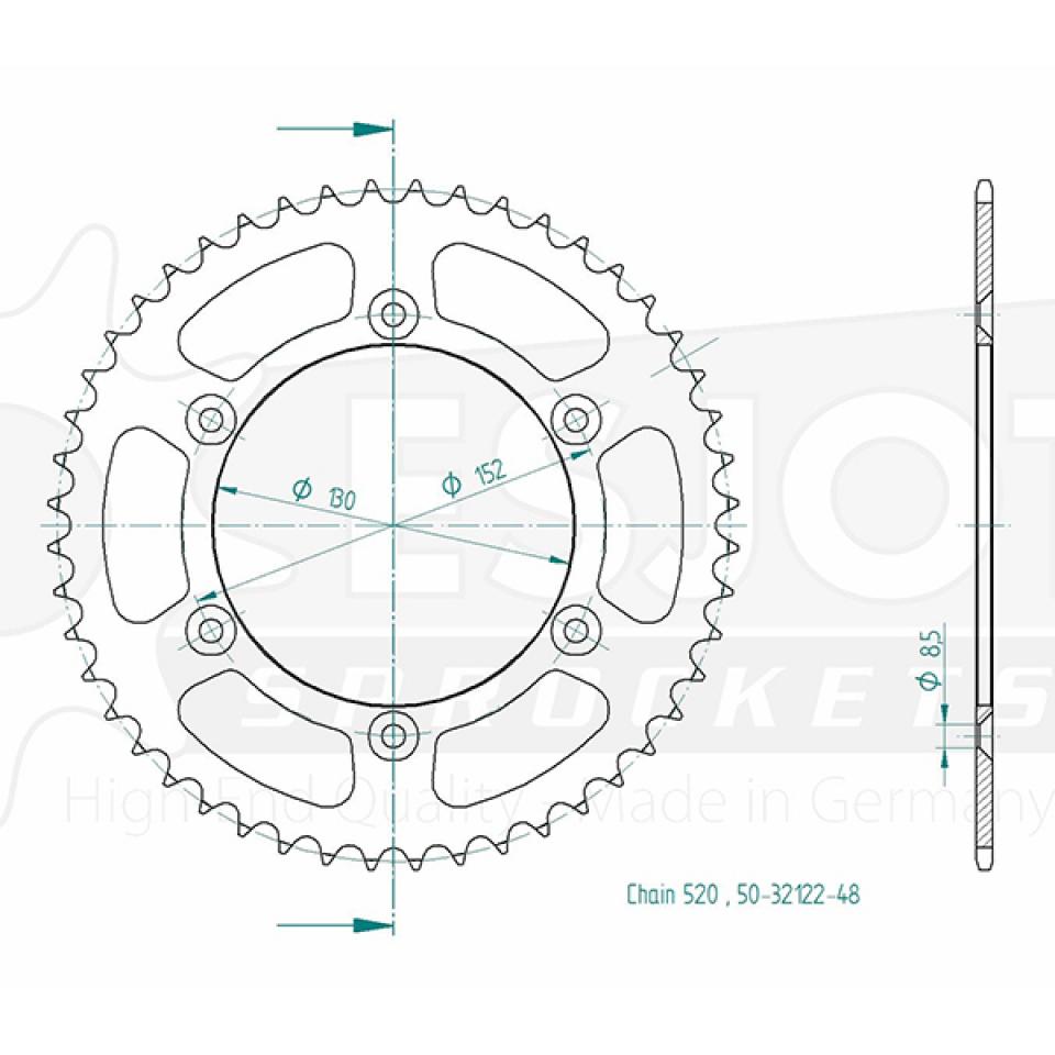Couronne de transmission Esjot pour moto Aprilia 550 SXV 2006 à 2008 48 dts P520