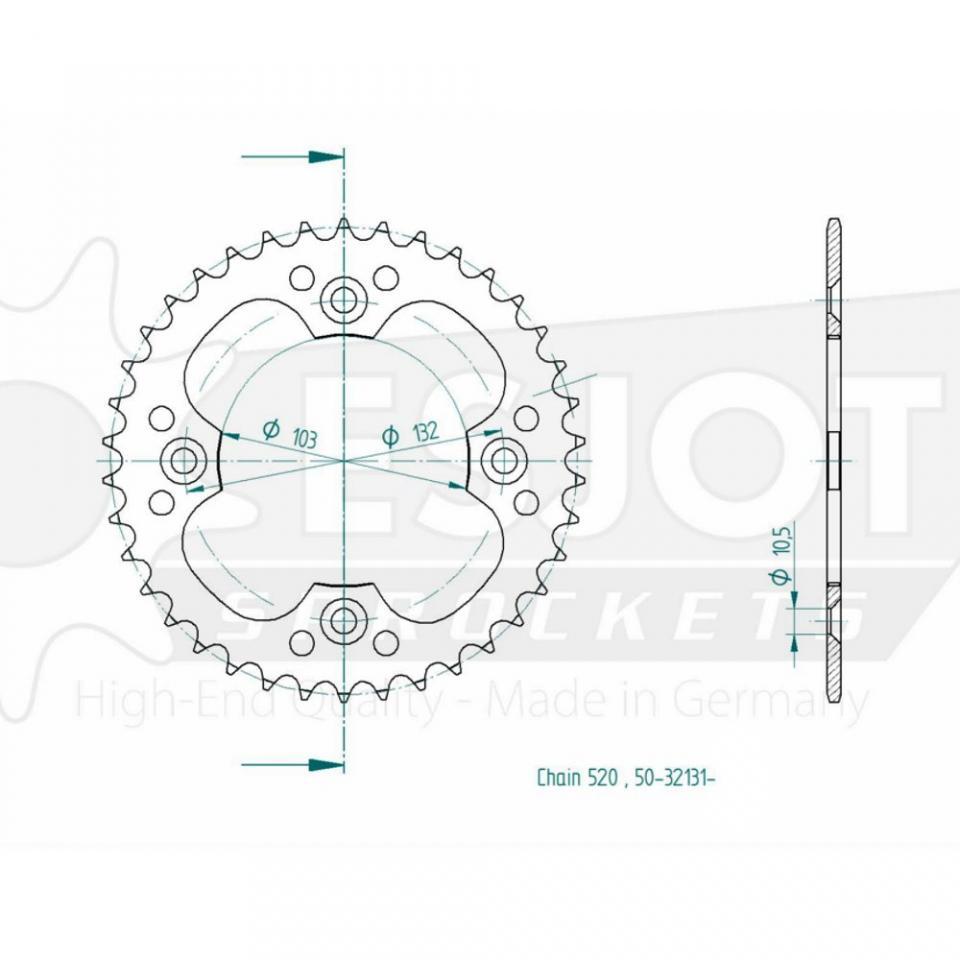 Couronne de transmission Esjot pour quad KTM 450 Xc Atv 2008 à 2010 38 dts P520