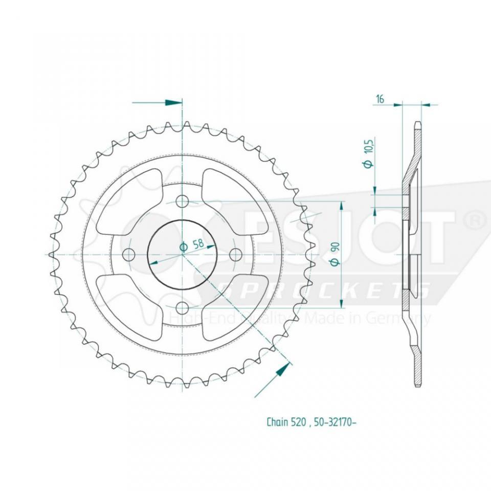 Couronne de transmission Esjot pour Moto BRIXTON 250 BX FELSBERG ABS 2017 à 2018 Neuf