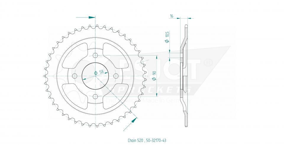Couronne de transmission Esjot pour Moto BRIXTON 250 BX FELSBERG ABS 2017 à 2018 Neuf