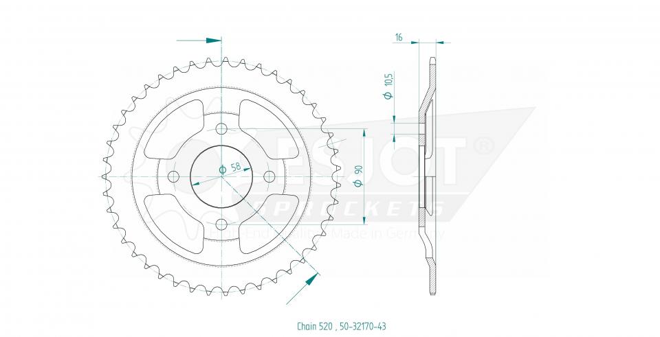 Couronne de transmission Esjot pour Moto BRIXTON 250 BX FELSBERG ABS 2017 à 2018 Neuf