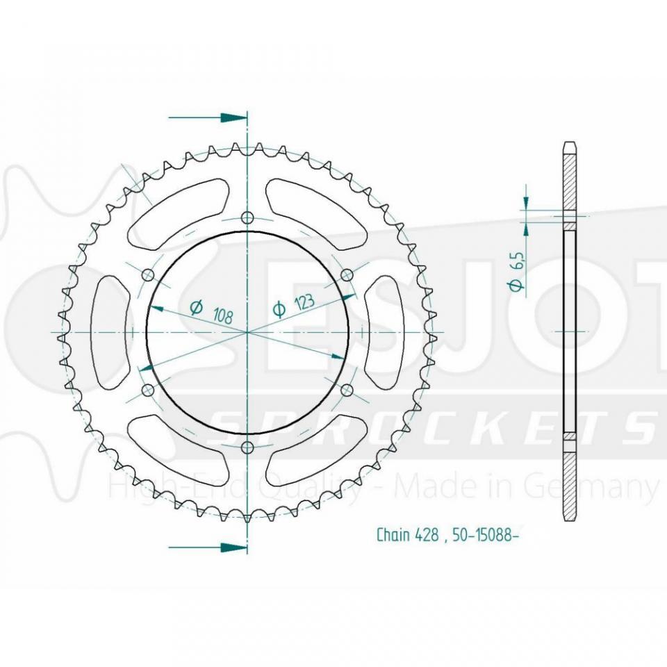 Couronne de transmission Esjot pour moto Derbi 125 GPR 2009 à 2012 49 dts P428