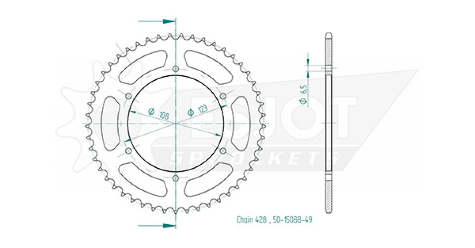 Couronne de transmission Esjot pour moto Derbi 125 GPR 2009 à 2012 49 dts P428