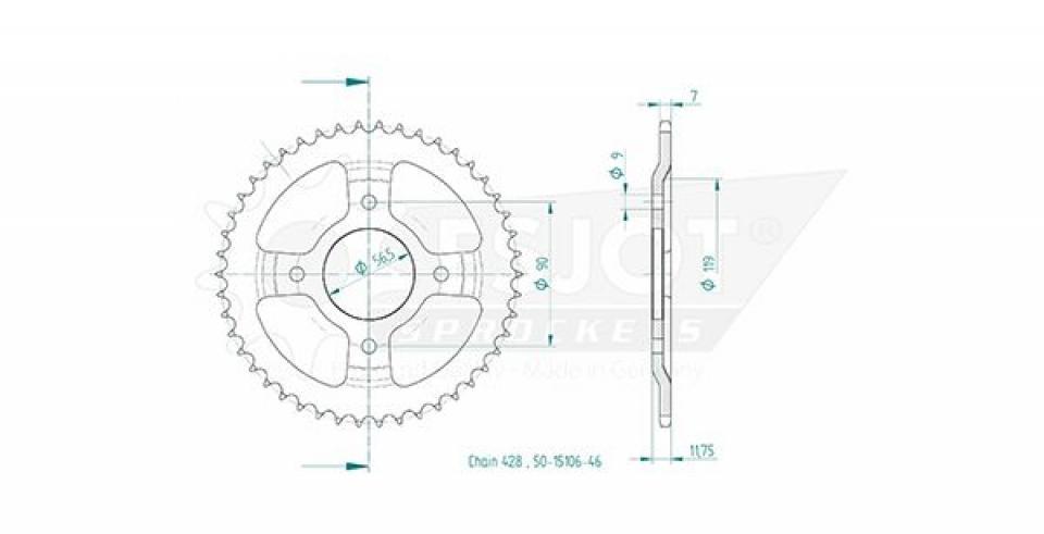 Couronne de transmission Esjot pour Moto MASH 125 NEW SEVENTY 2019 à 2020 Neuf