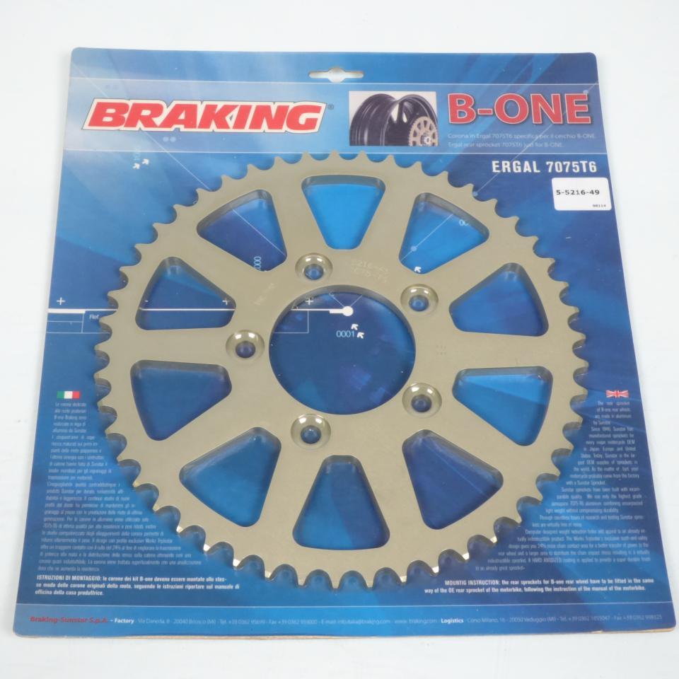 Couronne de transmission Sunstar pour Moto Yamaha 1000 YZF R1 1998 à 2014 49 dents / ARG / Jante Marchesini/OZ/Marvic Neuf