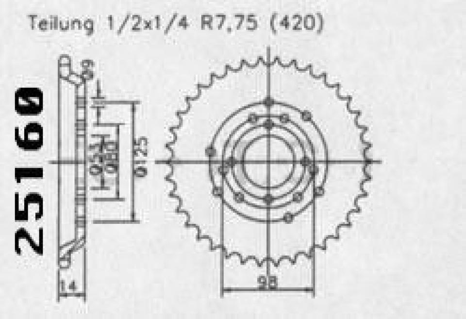 Couronne de transmission Sifam pour Moto Derbi 50 Senda Sm 1996 à 1999 Neuf