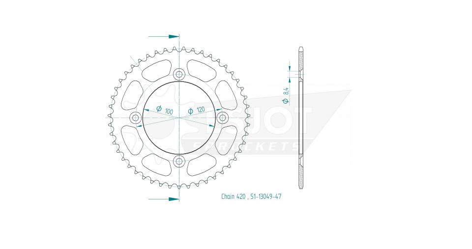 Couronne de transmission Esjot pour Moto Yamaha 65 YZ 2018 à 2023 Neuf