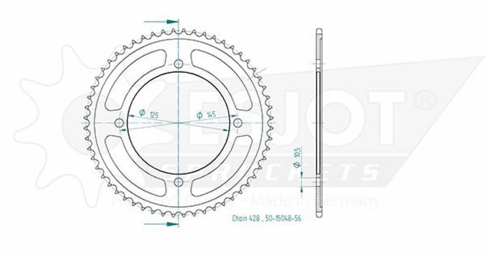 Couronne de transmission Esjot pour Moto Yamaha 250 Xvs Drag Star 2001 à 2004 Neuf