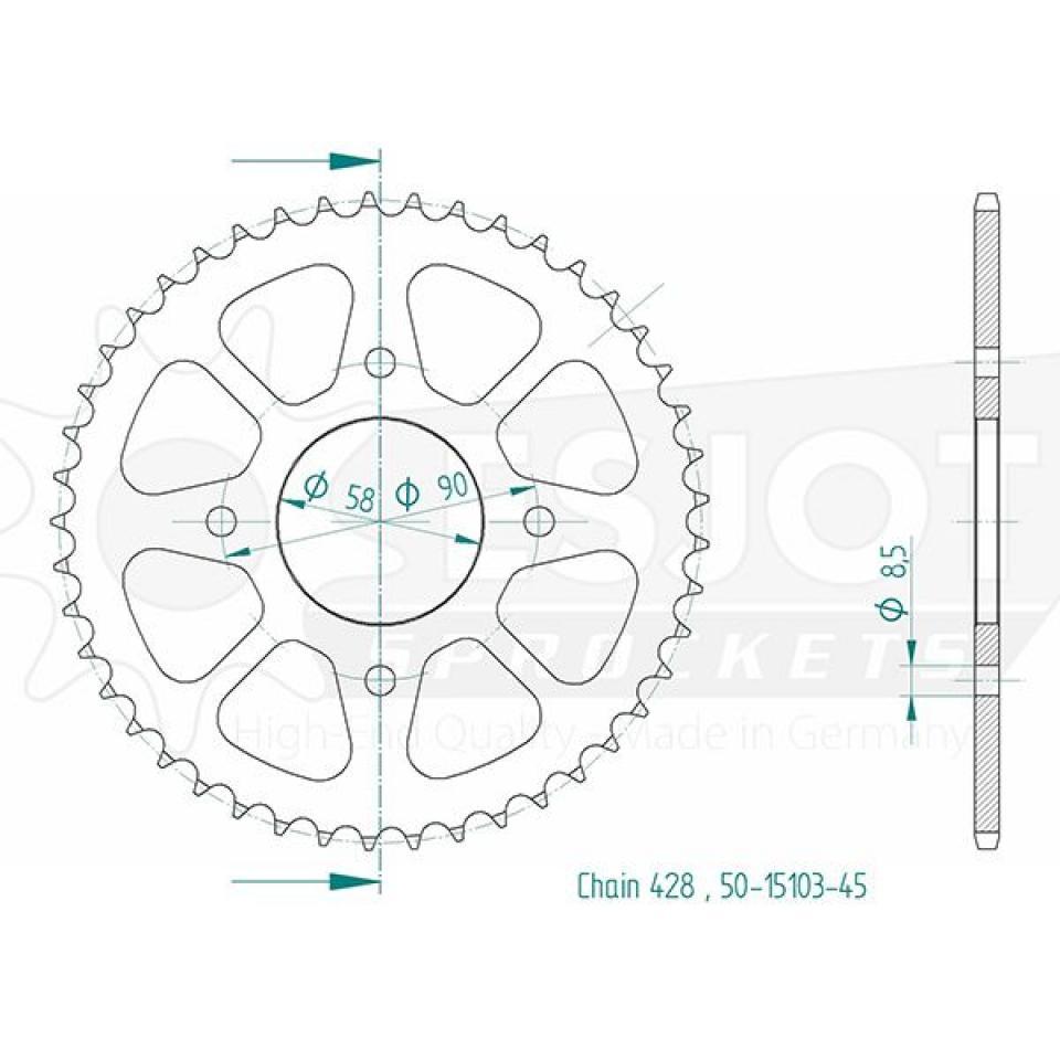 Couronne de transmission Esjot pour Moto Suzuki 125 Gsx-R 2018 à 2023 45 dents pas 428 Neuf