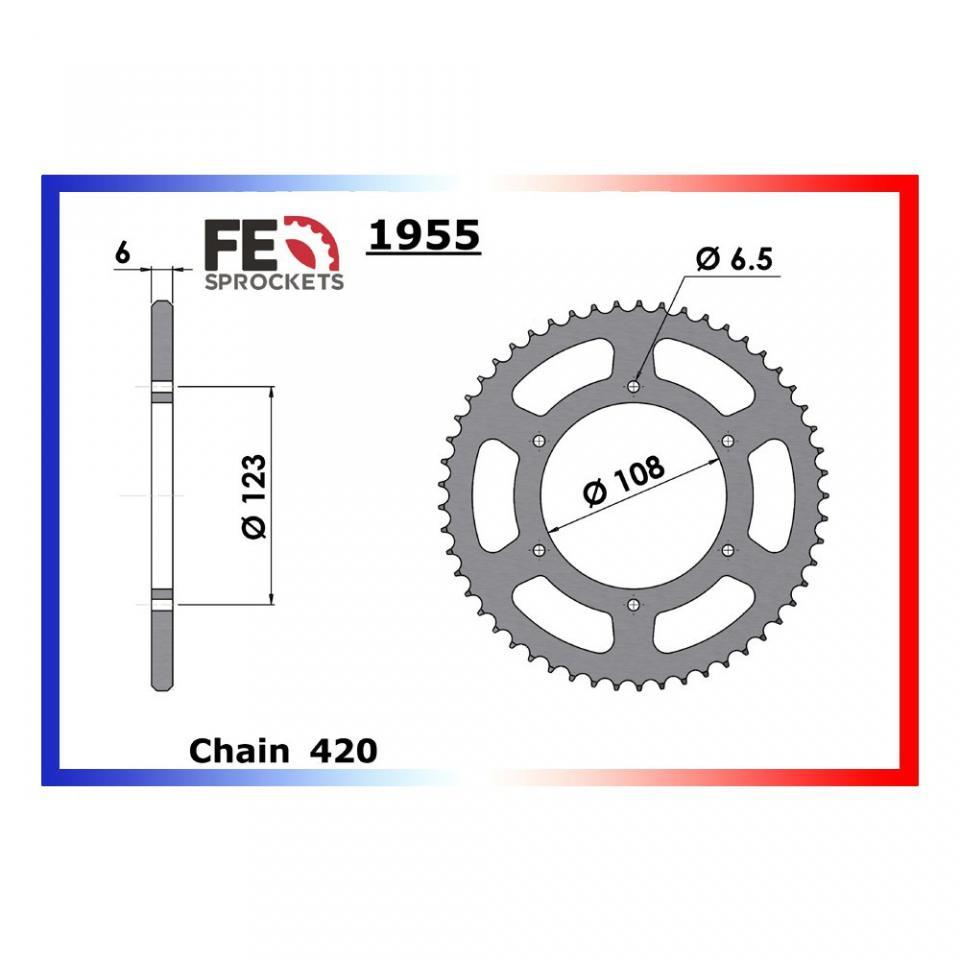Couronne de transmission France Equipement pour Moto Gilera 50 SMT Supermotard 2011 à 2019 53 dents pas 420 Ø108mm Neuf