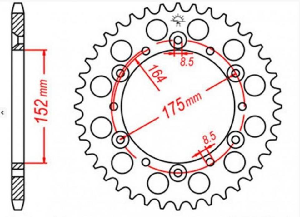 Couronne de transmission 40 dents Pas 520 pour quad Yamaha 200 Blaster 1988-2004